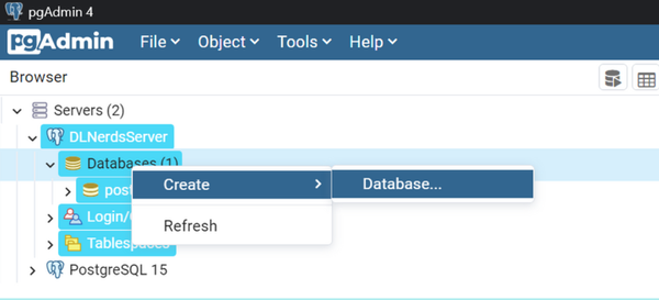 PostgreSQL - Create a Database with pgAdmin